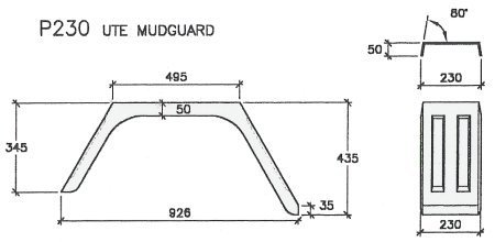 Ute mudguard P230