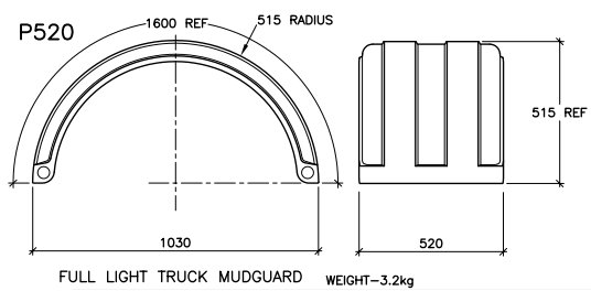 P520 Light Truck Plastic Mudguard Drawing